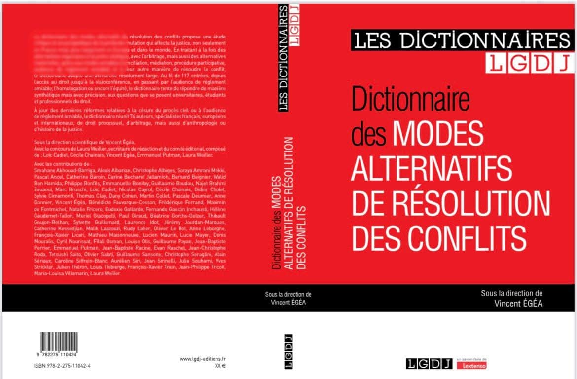 The cover of the Red Dictionary of Arbitration Law, Paris LGDJ.